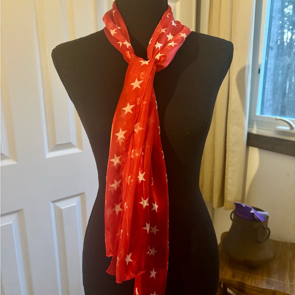 Star Spangled scarf red 58 inches long and 21 inches wide